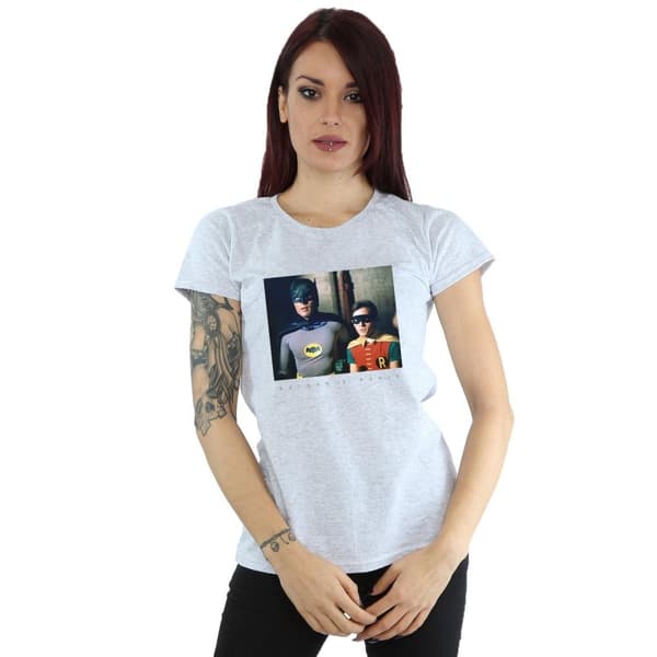 DC Comics Womens/Ladies Batman TV Series Dynamic Duo Photograph Cotton T-Shirt