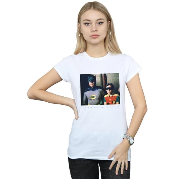 DC Comics Womens/Ladies Batman TV Series Dynamic Duo Photograph Cotton T-Shirt