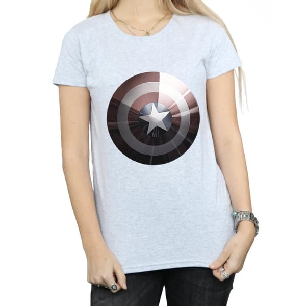 Marvel Dam/Tjej - Captain America Shield - T-shirt i glänsande bomull
