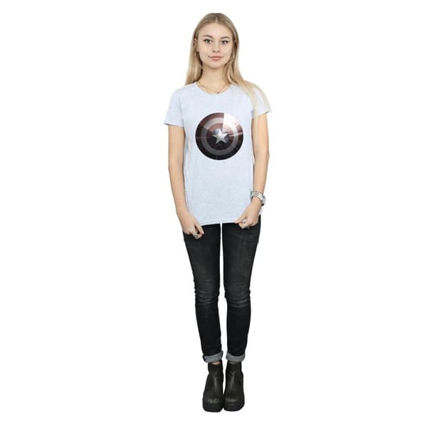 Marvel Dam/Tjej - Captain America Shield - T-shirt i glänsande bomull