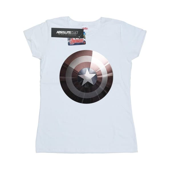Marvel Dam/Tjej - Captain America Shield - T-shirt i glänsande bomull
