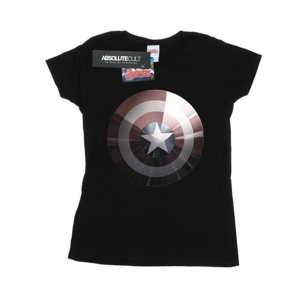 Marvel Womens/Ladies Captain America Shield Shiny Cotton T-Shirt
