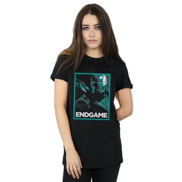 Marvel Dam/kvinnor Avengers Endgame War Machine Poster Boyfriend T-shirt i bomull
