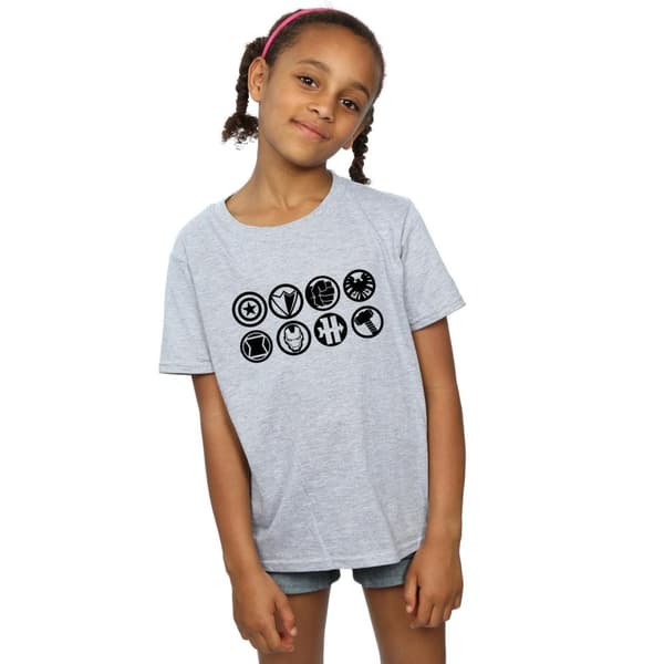 Marvel T-shirt i bomull med Avengers-teamets ikoner för flickor