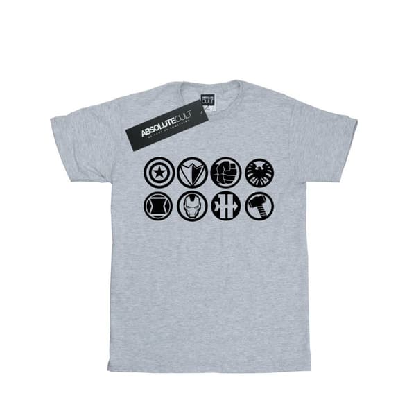 Marvel T-shirt i bomull med Avengers-teamets ikoner för flickor