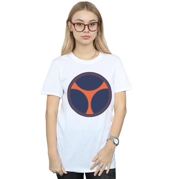 Marvel Womens/Ladies Black Widow Movie Taskmaster Distressed Shield Cotton Boyfriend T-Shirt