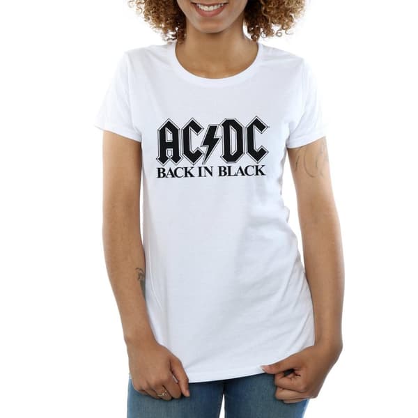 AC/DC Dam/Herrar - Back in Black - T-shirt i bomull med logotyp