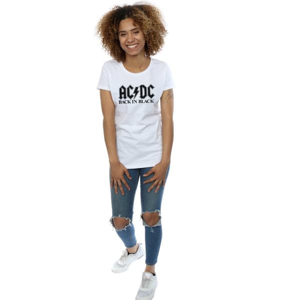 AC/DC Dam/Herrar - Back in Black - T-shirt i bomull med logotyp