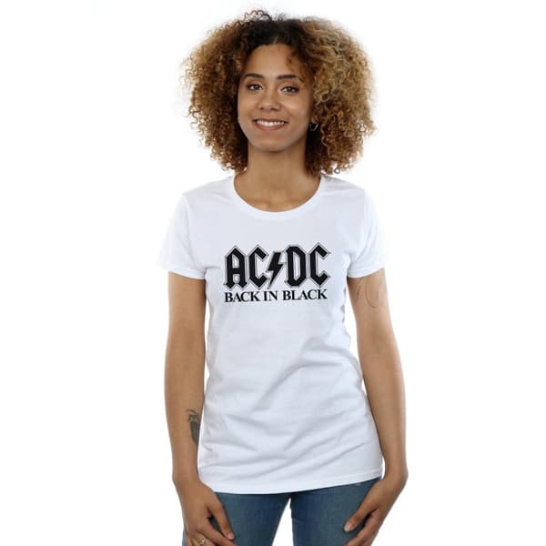 AC/DC Dam/Herrar - Back in Black - T-shirt i bomull med logotyp