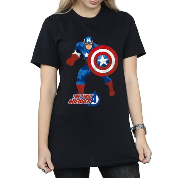 Marvel Womens/Ladies Captain America The First Avenger Cotton Boyfriend T-Shirt