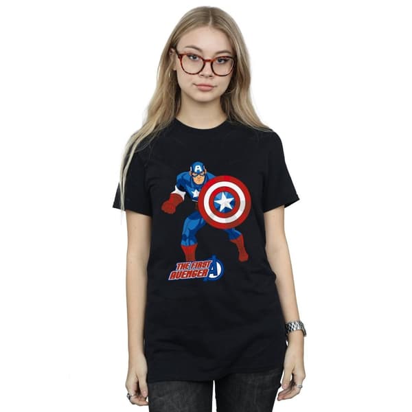 Marvel Womens/Ladies Captain America The First Avenger Cotton Boyfriend T-Shirt