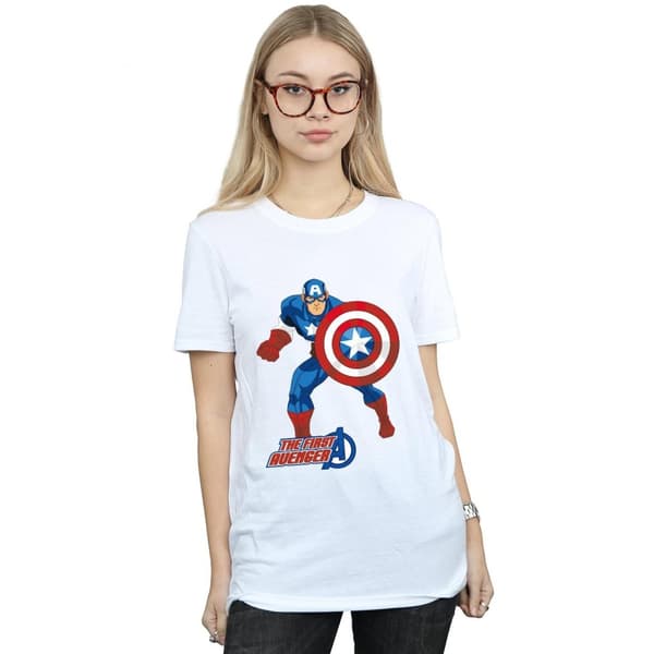 Marvel Womens/Ladies Captain America The First Avenger Cotton Boyfriend T-Shirt