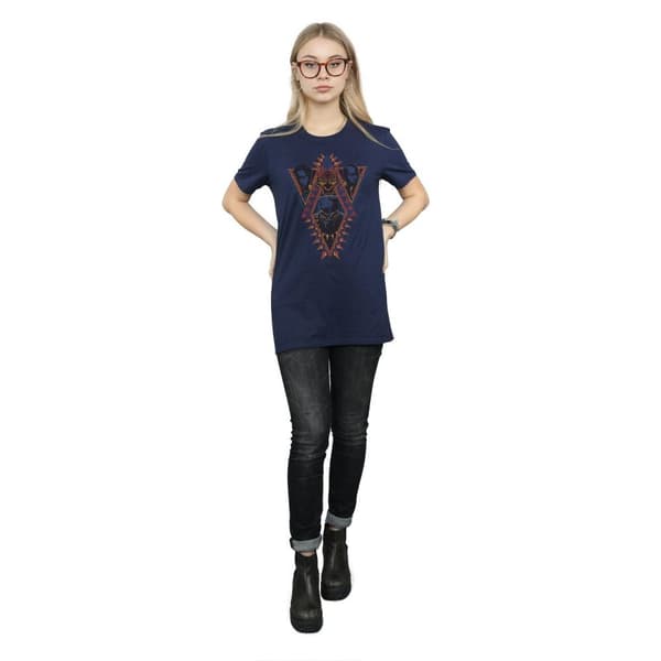 Marvel Womens/Ladies Black Panther Tribal Heads Cotton Boyfriend T-Shirt