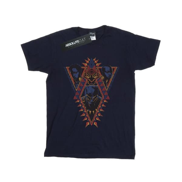 Marvel Womens/Ladies Black Panther Tribal Heads Cotton Boyfriend T-Shirt