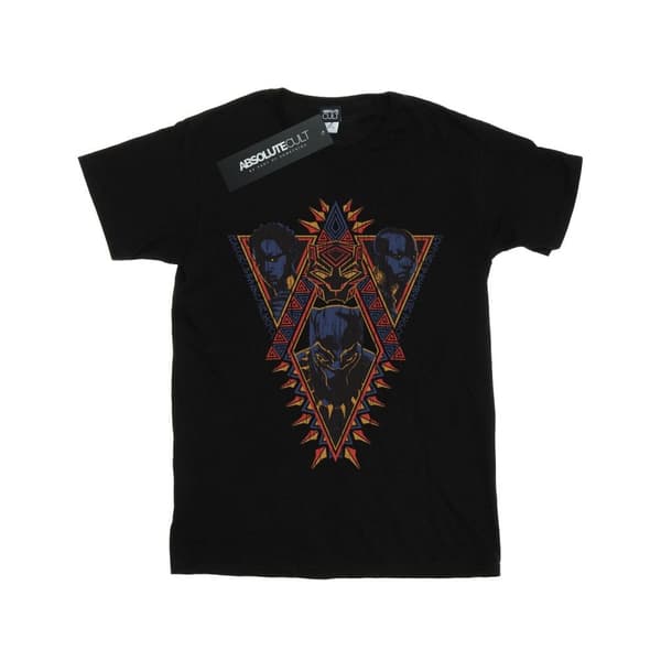 Marvel Womens/Ladies Black Panther Tribal Heads Cotton Boyfriend T-Shirt