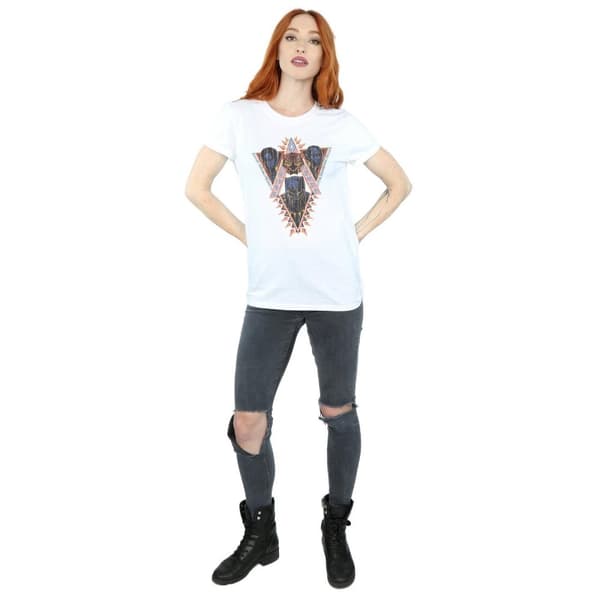 Marvel Womens/Ladies Black Panther Tribal Heads Cotton Boyfriend T-Shirt