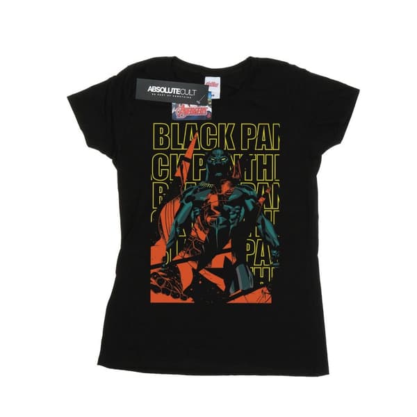 Marvel Womens/Ladies Avengers Black Panther Collage Cotton T-Shirt Black XL