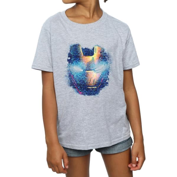 Marvel Girls Iron Man Distressed Head Cotton T-Shirt