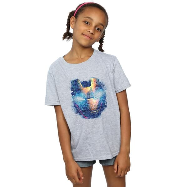 Marvel Girls Iron Man Distressed Head Cotton T-Shirt