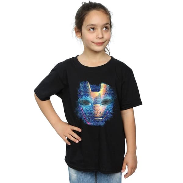 Marvel Girls Iron Man Distressed Head Cotton T-Shirt
