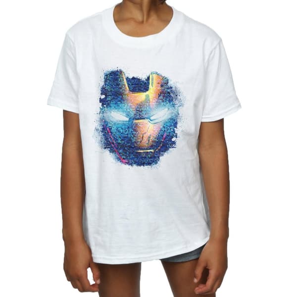 Marvel Girls Iron Man Distressed Head Cotton T-Shirt