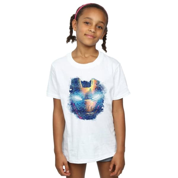 Marvel Girls Iron Man Distressed Head Cotton T-Shirt