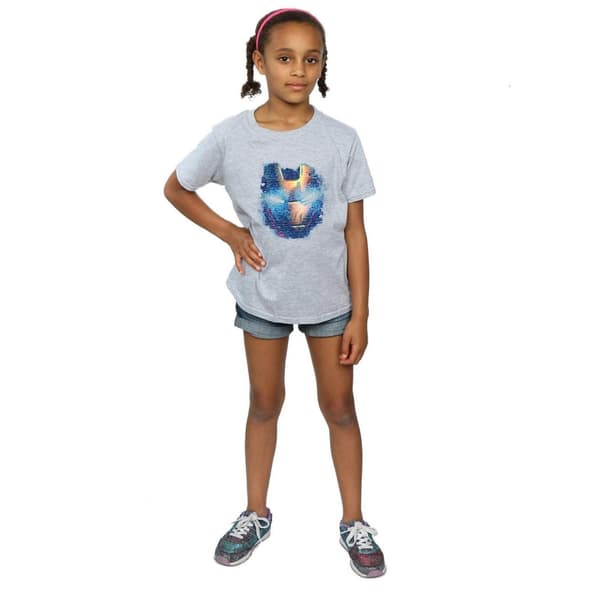 Marvel Girls Iron Man Distressed Head Cotton T-Shirt