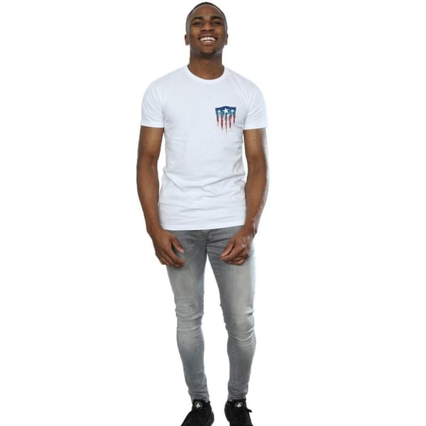 Marvel Mens Captain America Splatter Shield Faux Pocket T-Shirt