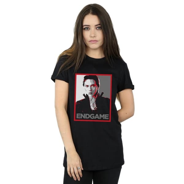 Marvel Womens/Ladies Avengers Endgame Black Widow Poster Cotton Boyfriend T-Shirt