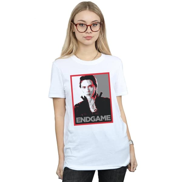 Marvel Womens/Ladies Avengers Endgame Black Widow Poster Cotton Boyfriend T-Shirt