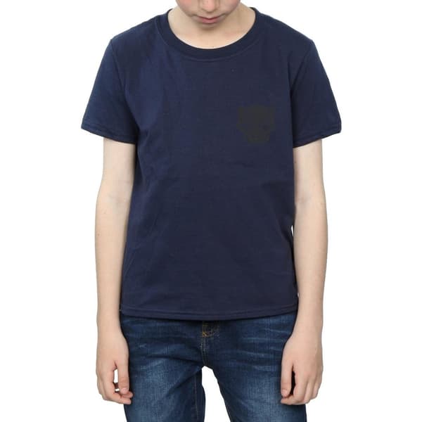 Marvel Boys Black Panther Black On Black Chest Print T-Shirt
