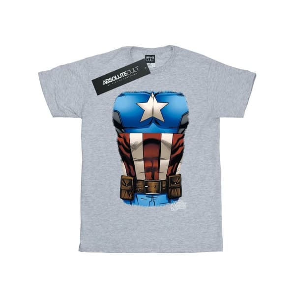 Marvel Mens Captain America Chest Burst T-Shirt Sports Grey XL