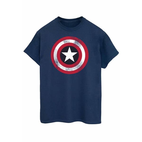 Marvel Dam/Tjej - Captain America - T-shirt i bomull med sköld och tryck