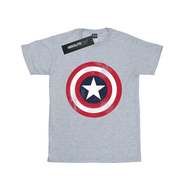 Marvel Dam/Tjej - Captain America - T-shirt i bomull med sköld och tryck