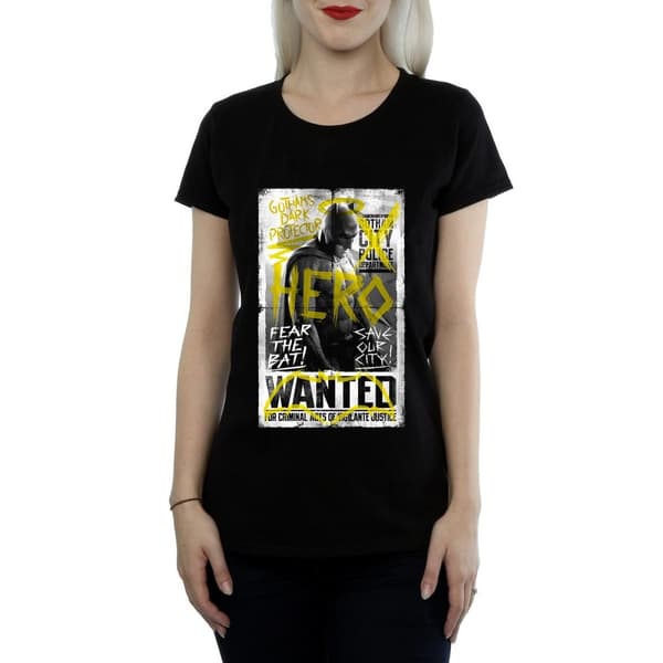 DC Comics Womens/Ladies Batman v Superman Wanted Poster Cotton T-Shirt