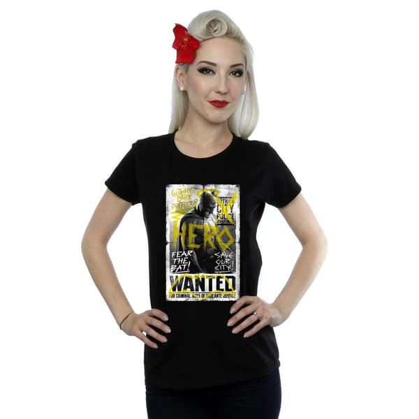 DC Comics Womens/Ladies Batman v Superman Wanted Poster Cotton T-Shirt