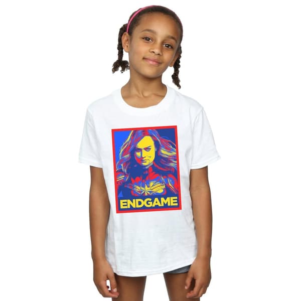 Marvel Girls Avengers Endgame Captain Marvel Poster Cotton T-Shirt