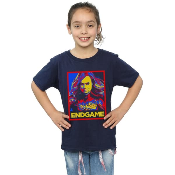 Marvel Girls Avengers Endgame Captain Marvel Poster Cotton T-Shirt