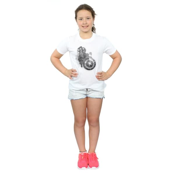 Marvel Girls Avengers Captain America Monotone Cotton T-Shirt