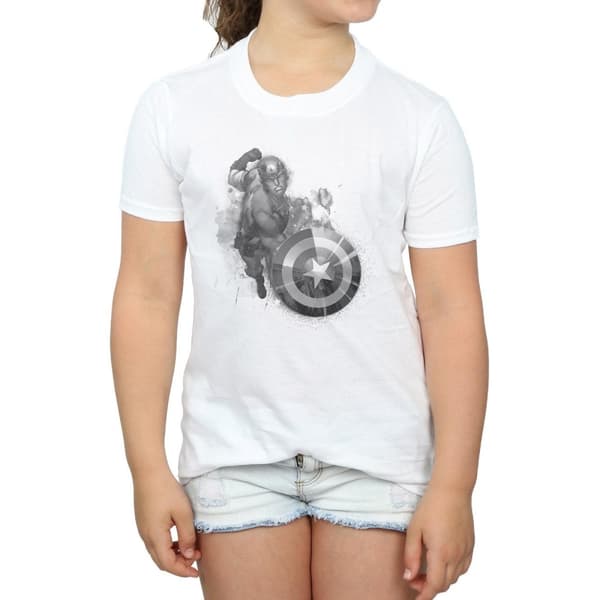 Marvel Girls Avengers Captain America Monotone Cotton T-Shirt