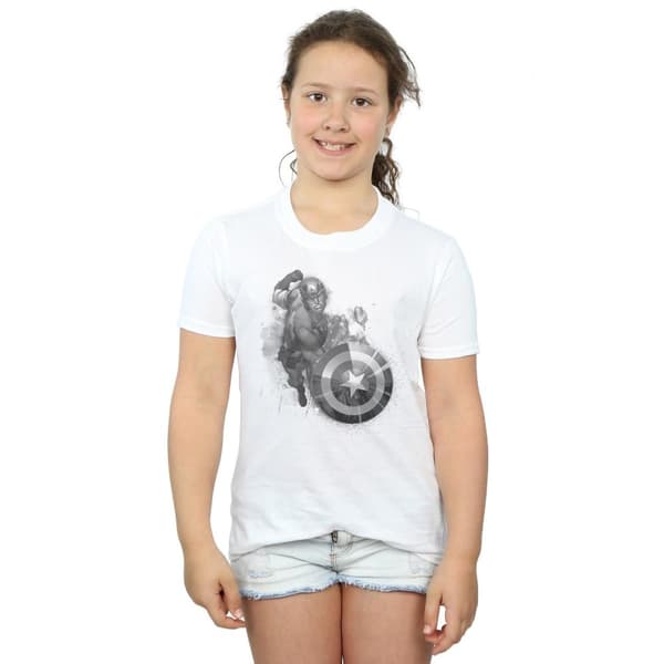 Marvel Girls Avengers Captain America Monotone Cotton T-Shirt