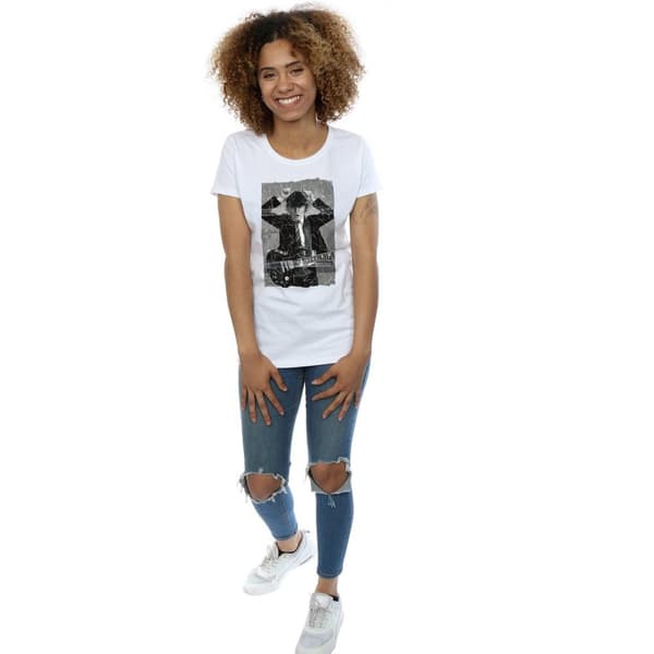 AC/DC Womens/Ladies Angus Young Distressed Photo Cotton T-Shirt