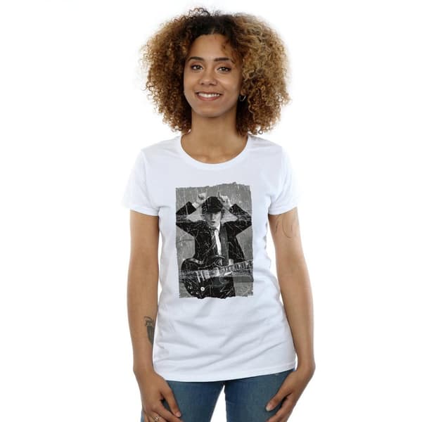 AC/DC Womens/Ladies Angus Young Distressed Photo Cotton T-Shirt