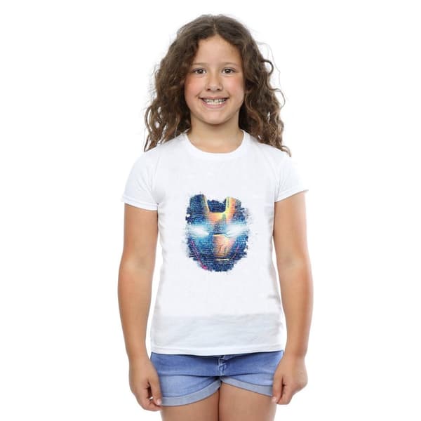 Marvel Girls Avengers Iron Man Distressed Head Cotton T-Shirt