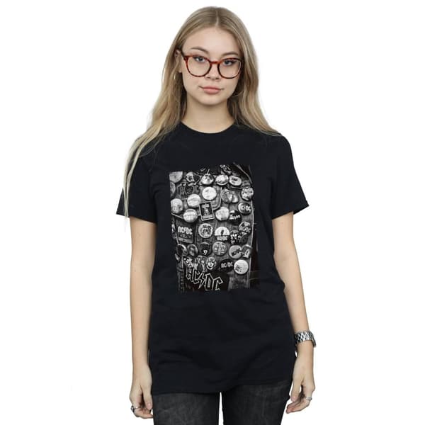 AC/DC Womens/Ladies Badges Collection Cotton Boyfriend T-Shirt