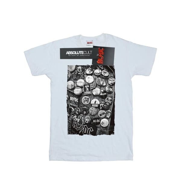 AC/DC Womens/Ladies Badges Collection Cotton Boyfriend T-Shirt White M