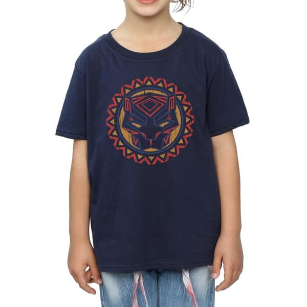 Marvel Girls Black Panther Tribal Panther Icon Cotton T-Shirt