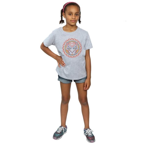 Marvel Girls Black Panther Tribal Panther Icon Cotton T-Shirt