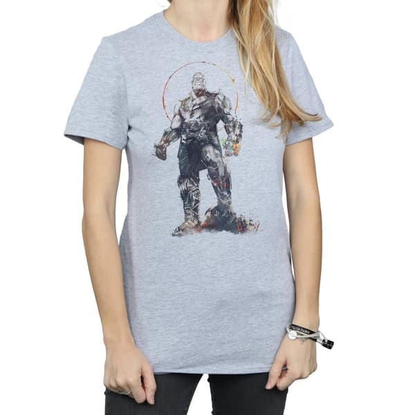 Marvel Womens/Ladies Avengers Infinity War Thanos Sketch Cotton Boyfriend T-Shirt