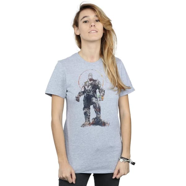 Marvel Womens/Ladies Avengers Infinity War Thanos Sketch Cotton Boyfriend T-Shirt